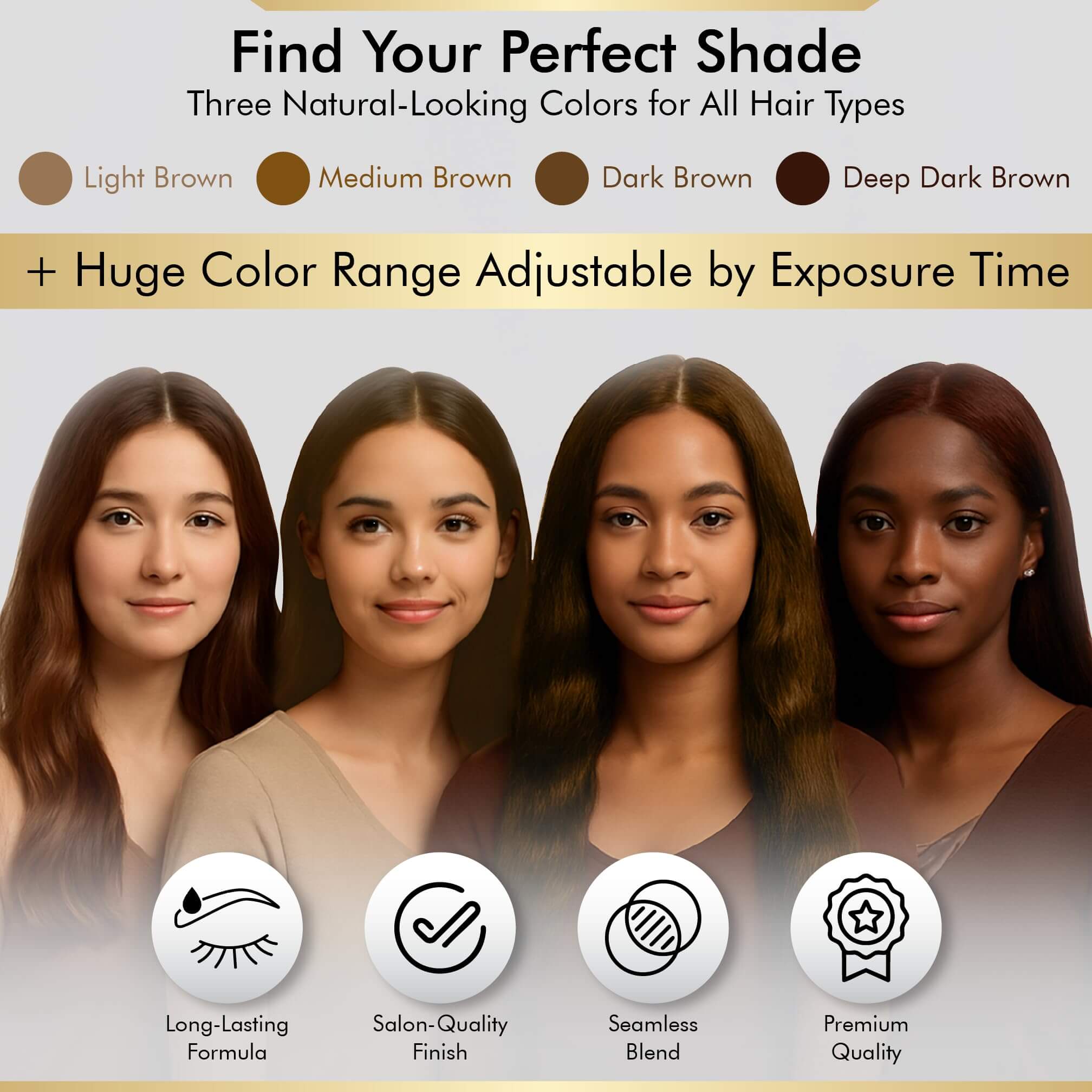 BROWSXPERT Professional Shading Touch-Up Kit — Henna Color Powder with Mixing Dish, Stir & Brush | 3.5g | Natural Look (Deep Dark Brown, Medium Brown, Light Brown)