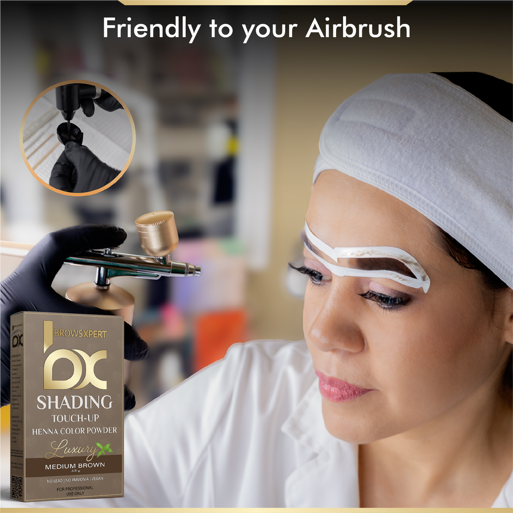 BROWSXPERT Master Brow Starter Bundle (Master Brow Mapping Kit, Shading Henna Powder Touch-Up Kit, Eyebrows Cleanser Foam, Electric Mixer, Plastic Film Wrap)